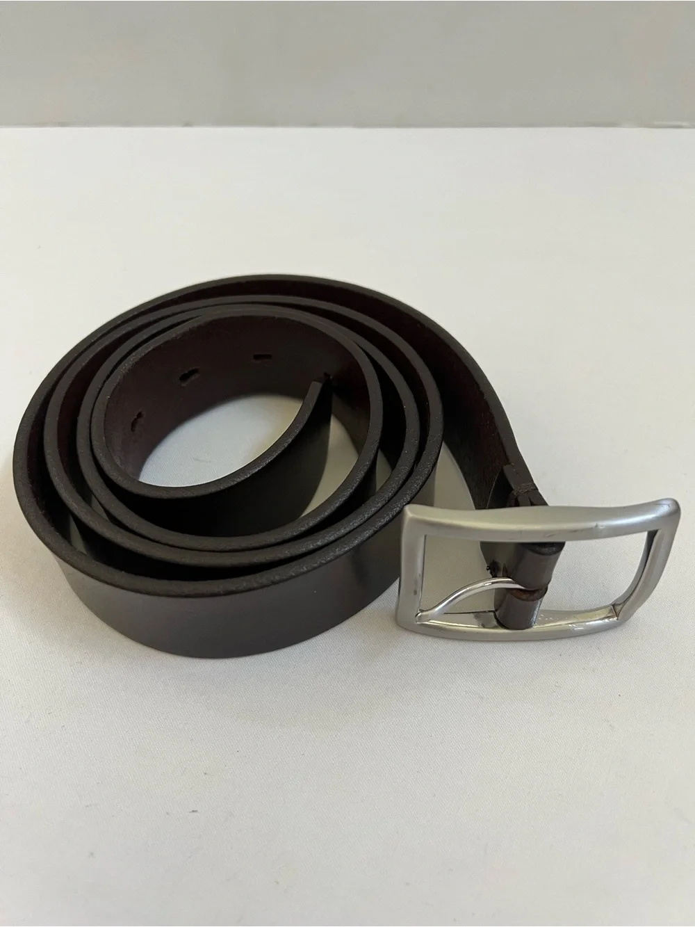 Brooks Brothers Belt Brown Leather With Silver Buckle Men's 42 USA 100009019